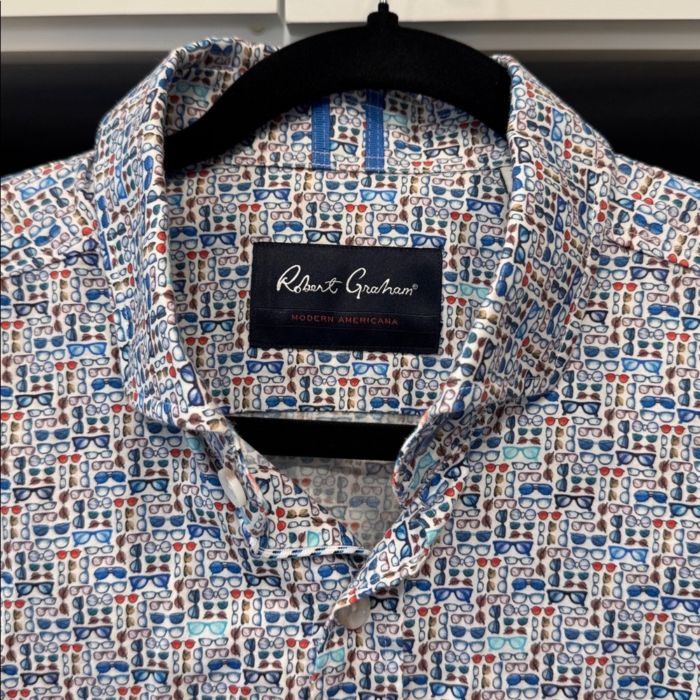 Robert Graham Blue and Red Sunglasses Patterned Men's Shirt